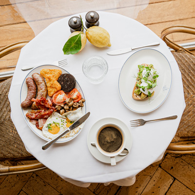 Breakfast table at Alto on London rooftop