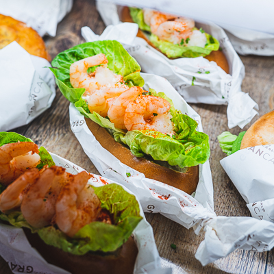 Prawn brioche roll served at Gran Café 