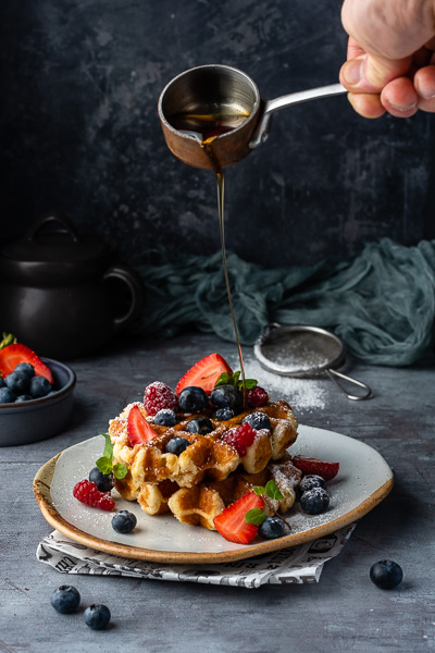 Maple syrup Waffles and berries